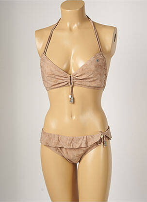 Costum de baie din două piese elasticitate top triunghiuri maro BANANA MOON femeie