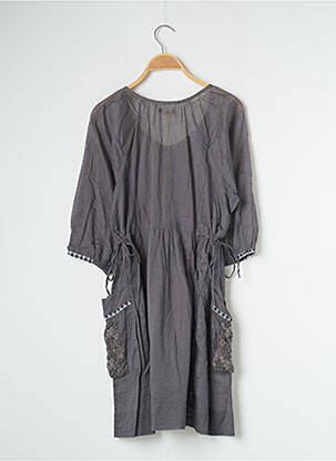 Rochie midi mâneci 3/4 mâneci 3/4 gri ANIMALE femeie