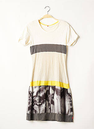 Rochie midi mâneci scurte mâneci scurte bej MISS CAPTAIN femeie
