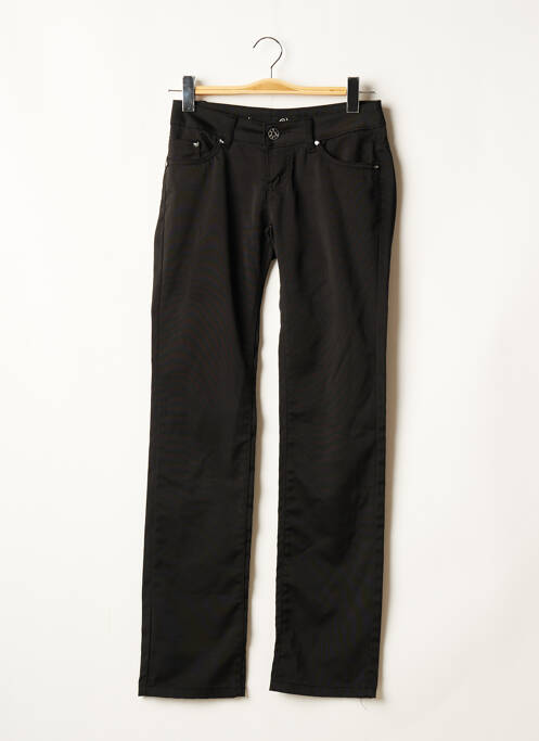 Pantalon drept închidere cu fermoar sub clapetă cu nasturi talie joasă negru VS.MISS femme