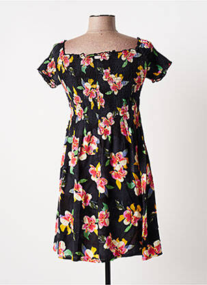 Rochie scurtă croială evazată mâneci scurte negru BANANA MOON femeie