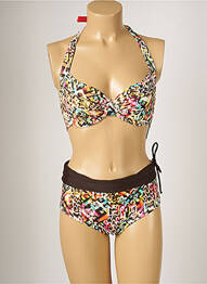 Costum de baie din două piese elasticitate sutien cupe întregi cu decolteu înalt galben BANANA MOON femme