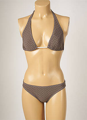 Costum de baie din două piese închidere cu legături de legat top triunghiuri gri BANANA MOON femme