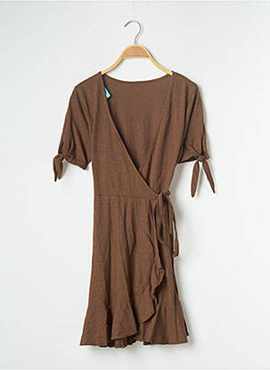 Rochie scurtă mâneci scurte mâneci scurte maro BANANA MOON femeie