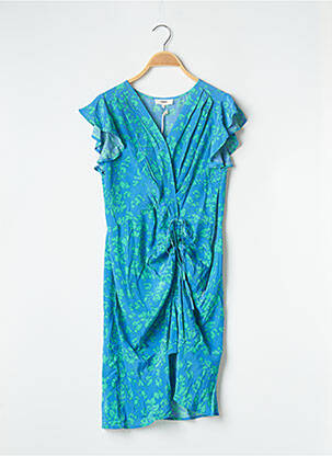 Rochie midi imprimeu fantezie mâneci scurte albastru SUNCOO femeie