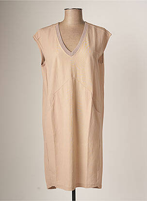Rochie midi mâneci scurte mâneci scurte bej AMS PURE femeie