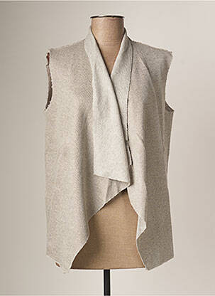 Vestă fără mâneci tricotaj din plasă gri MAJESTIC FILATURES femme