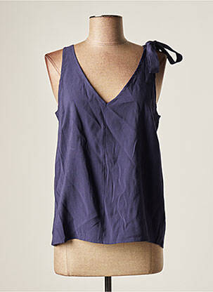 Top guler în v fără mâneci albastru MOLLY BRACKEN femme