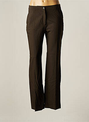 Pantalon larg închidere cu fermoar sub clapetă cu nasturi talie înaltă maro WOO femme