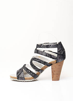 Sandale/pantofi decupați vârf deschis toc de 7 la 9 cm negru REGARD femeie
