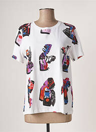 Tricou imprimeu fantezie mâneci scurte alb DESIGUAL femeie