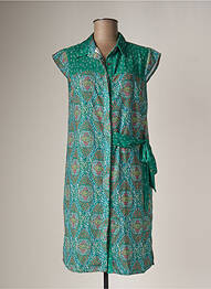 Rochie midi croială fluidă mâneci scurte verde CHATTAWAK femeie