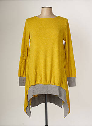 Pulover tunică țesătură melanj mâneci lungi galben MALOKA femme