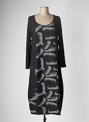 Rochie midi imprimeu fantezie mâneci lungi negru G!OZE femeie