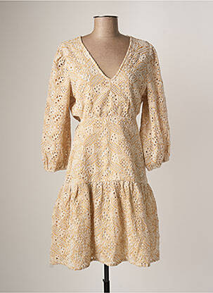 Rochie midi imprimeu fantezie mâneci lungi bej B.YOUNG femme