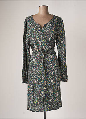 Rochie midi imprimeu fantezie mâneci lungi verde DIPLODOCUS femeie