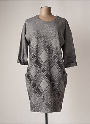 Rochie pulover croială dreaptă mâneci 3/4 gri NINATI femeie