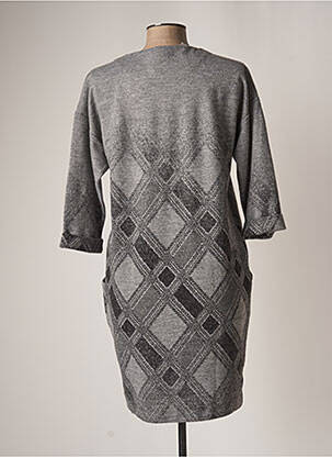 Rochie pulover croială dreaptă mâneci 3/4 gri NINATI femeie