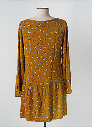Rochie midi imprimeu fantezie mâneci lungi galben LA PETITE ETOILE femeie