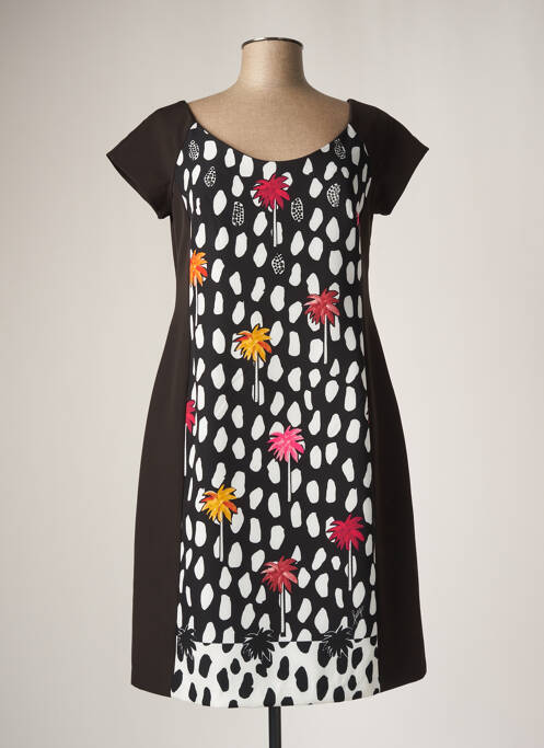 Rochie midi imprimeu fantezie mâneci scurte negru FUEGO WOMAN femme