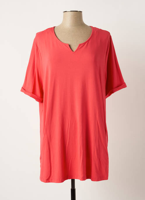 Tunică mâneci scurte roz LEAH CURVE femeie