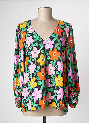 Bluză imprimeu floral mâneci lungi verde TRAFFIC PEOPLE femeie
