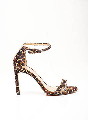 Sandale/pantofi decupați țesătură satinată toc de 7 la 9 cm maro STUART WEITZMAN femeie