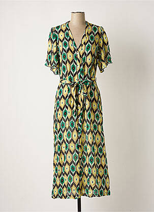 Rochie midi imprimeu fantezie mâneci scurte verde SUMMUM femeie