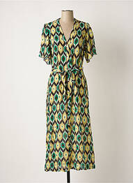 Rochie midi imprimeu fantezie mâneci scurte verde SUMMUM femme