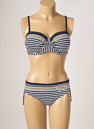 Costum de baie din două piese elasticitate top sutien modelat albastru LIDEA femeie