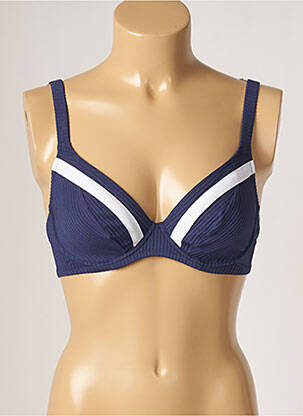 Sutien de costum de baie elasticitate sutien cupe întregi cu decolteu înalt albastru LIDEA femeie