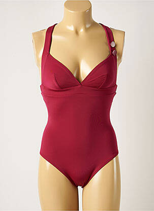Costum de baie dintr-o singură piesă efect material satinat top triunghiuri roz SIMONE PERELE femeie