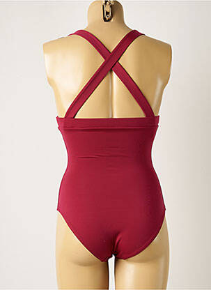 Costum de baie dintr-o singură piesă efect material satinat top triunghiuri roz SIMONE PERELE femeie