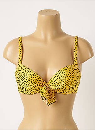 Sutien de costum de baie bretele elastice reglabile top sutien push-up galben ANTIGEL femeie
