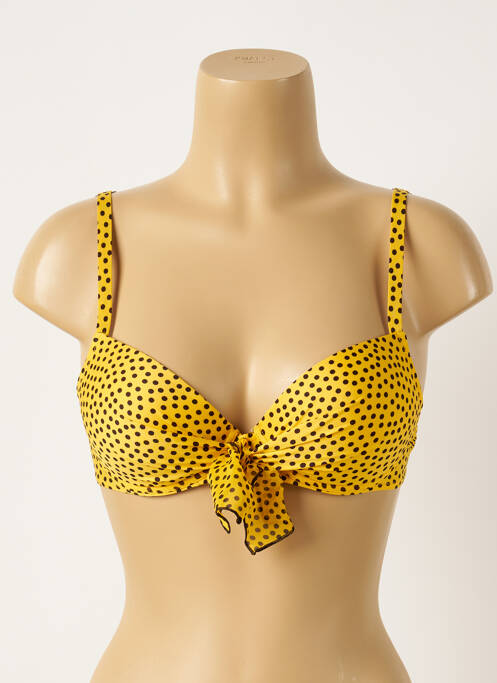 Sutien de costum de baie bretele elastice reglabile top sutien push-up galben ANTIGEL femme