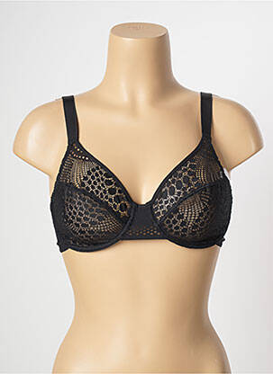 Sutien efect material satinat sutien cupe întregi cu decolteu înalt negru IMPLICITE femeie