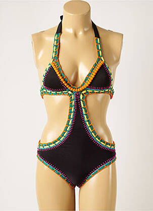 Costum de baie dintr-o singură piesă elasticitate sutien cupe întregi cu decolteu înalt negru WOW BIKINI femeie