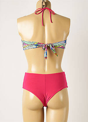 Costum de baie dintr-o singură piesă elasticitate sutien cupe întregi cu decolteu înalt roz WOW BIKINI femeie