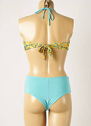 Costum de baie dintr-o singură piesă elasticitate sutien cupe întregi cu decolteu înalt albastru WOW BIKINI femeie