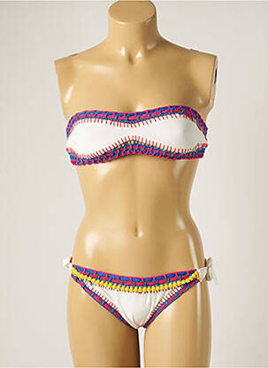 Costum de baie din două piese elasticitate top bentiță alb WOW BIKINI femeie