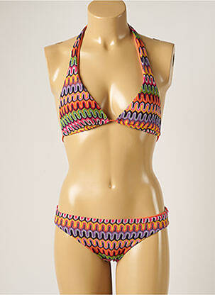 Sutien de costum de baie elasticitate sutien cupe întregi cu decolteu înalt portocalie WOW BIKINI femeie