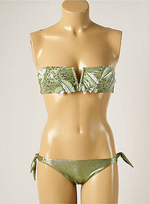 Costum de baie din două piese elasticitate top bentiță verde WOW BIKINI femeie