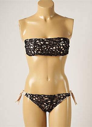 Costum de baie din două piese elasticitate top bentiță negru WOW BIKINI femeie