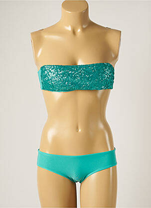 Costum de baie din două piese elasticitate top bentiță verde WOW BIKINI femeie
