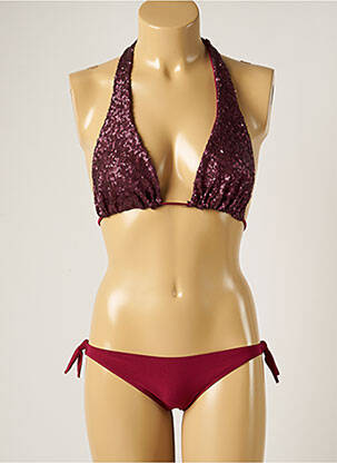 Costum de baie din două piese elasticitate top triunghiuri roșu WOW BIKINI femeie