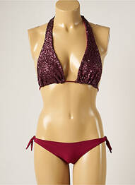 Costum de baie din două piese elasticitate top triunghiuri roșu WOW BIKINI femme