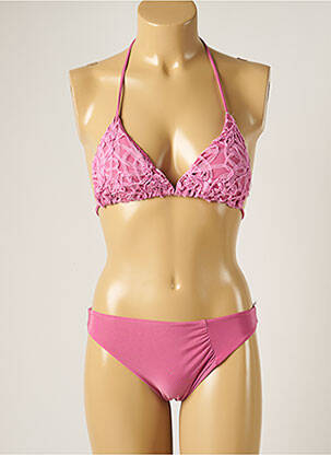 Costum de baie din două piese elasticitate sutien cu susținere înaltă și burete detașabil roz WOW BIKINI femeie