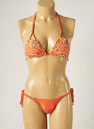 Costum de baie din două piese elasticitate sutien cu susținere înaltă și burete detașabil portocaliu WOW BIKINI femme