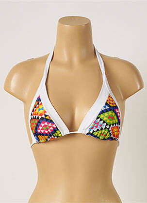 Sutien de costum de baie elasticitate top triunghiuri alb WOW BIKINI femeie