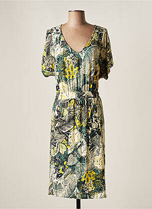 Rochie midi imprimeu floral mâneci scurte verde YEST femeie